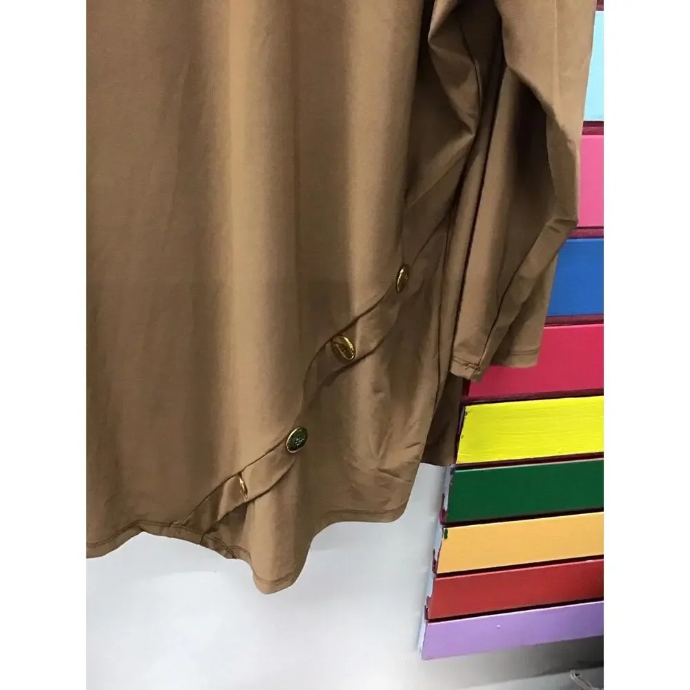 Antthony womens asymetrical blouse size 2X brown new from HSN - Picture 2 of 4
